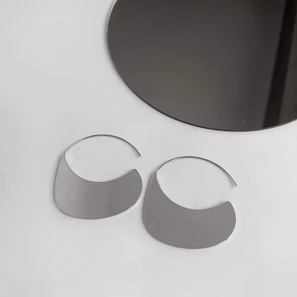 NEW Solid Large Hoop Earrings | White Gold over 925 Sterling Silver - Picture 6 of 13